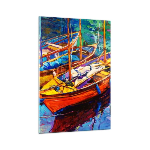 Glastavla - Bild på glas - På ett färgtjockt vatten - 70x100 cm