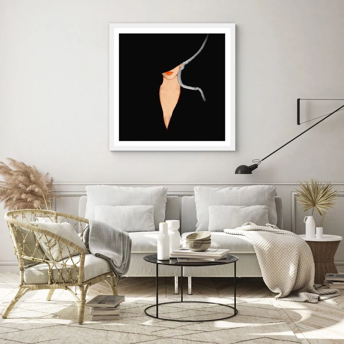 Affisch i vit ram - Elegans och stil - 60x60 cm