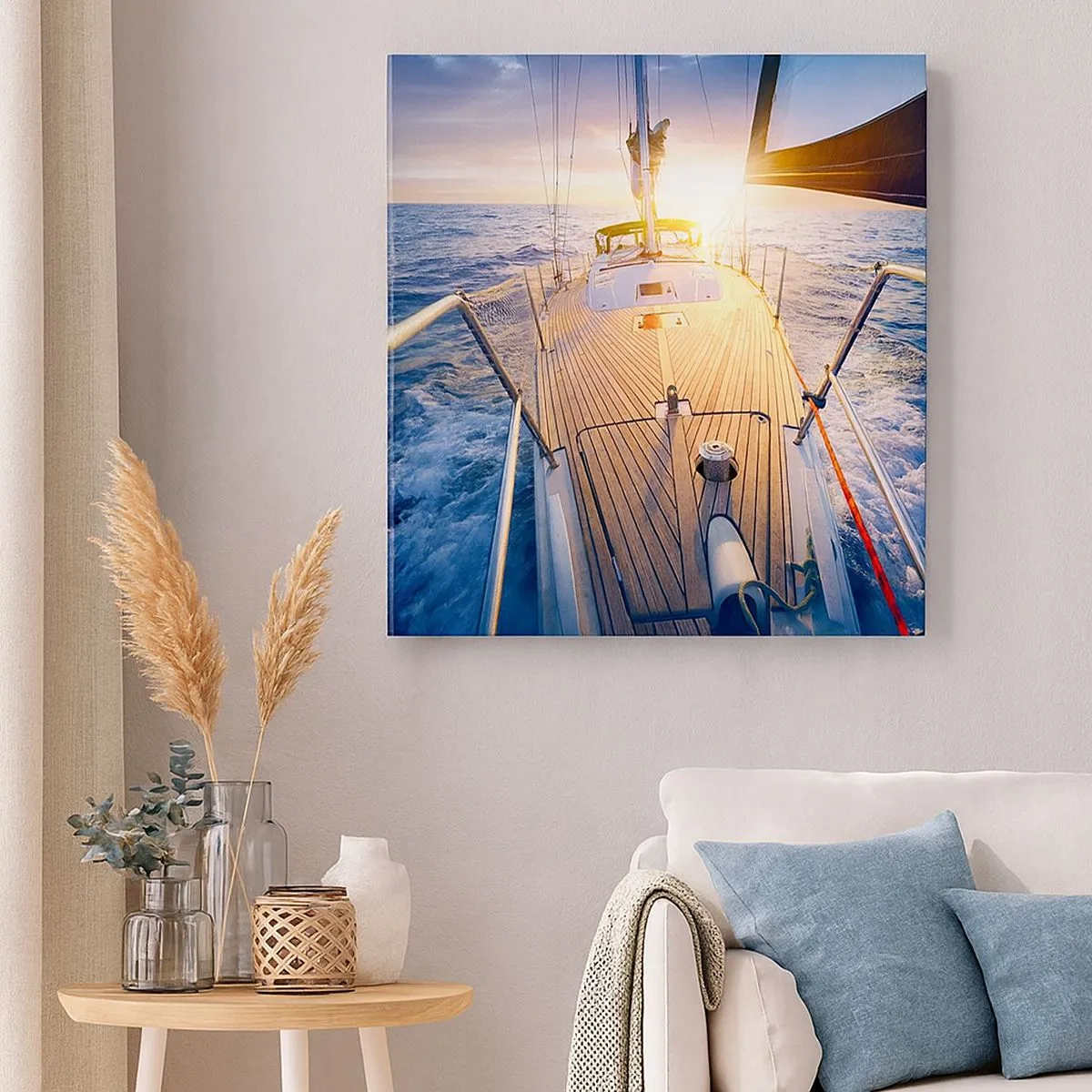 Canvastavla - Bild på duk - Springa på vågorna - 30x30 cm