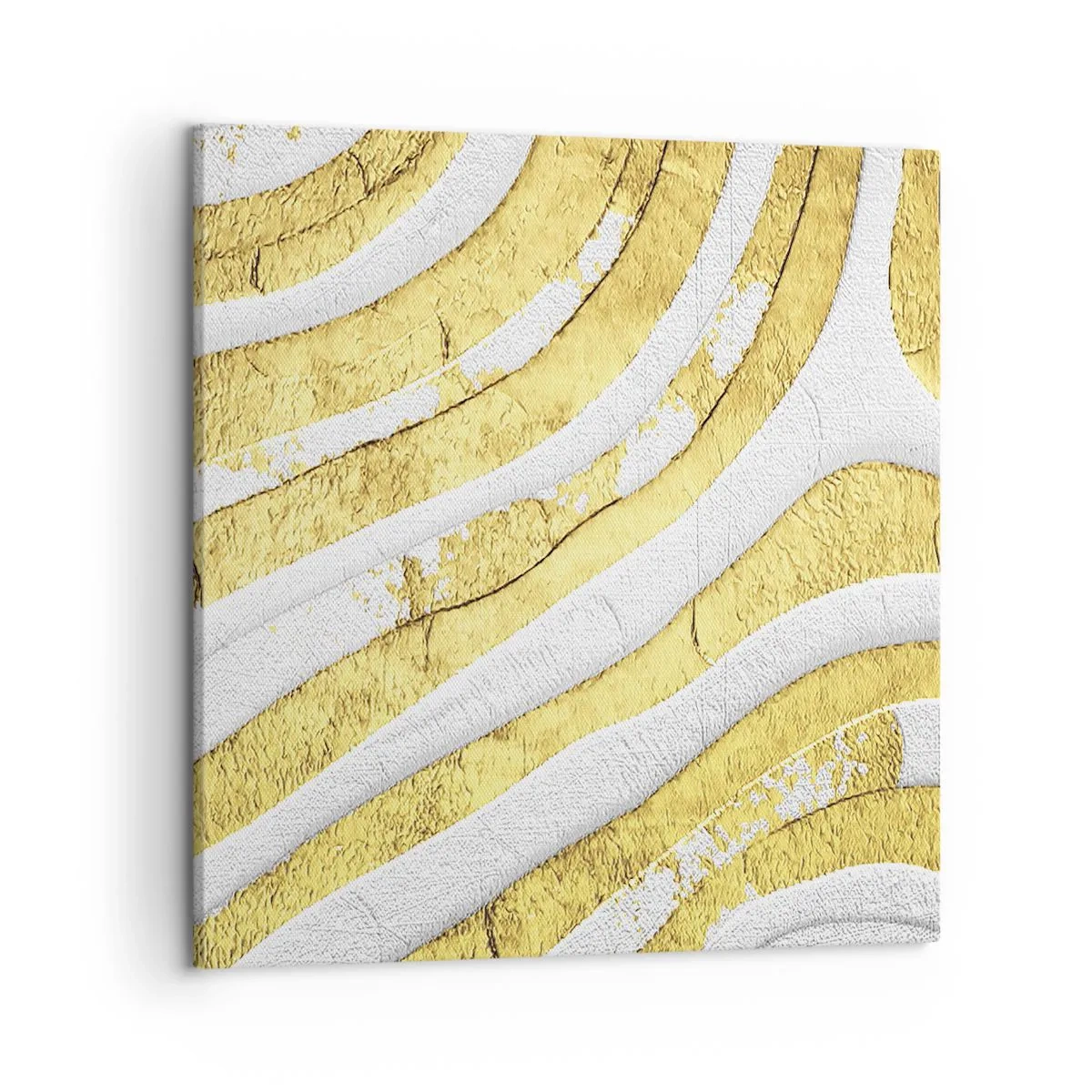 Canvastavla - Bild på duk - Komposition i vitt och guld - 50x50 cm