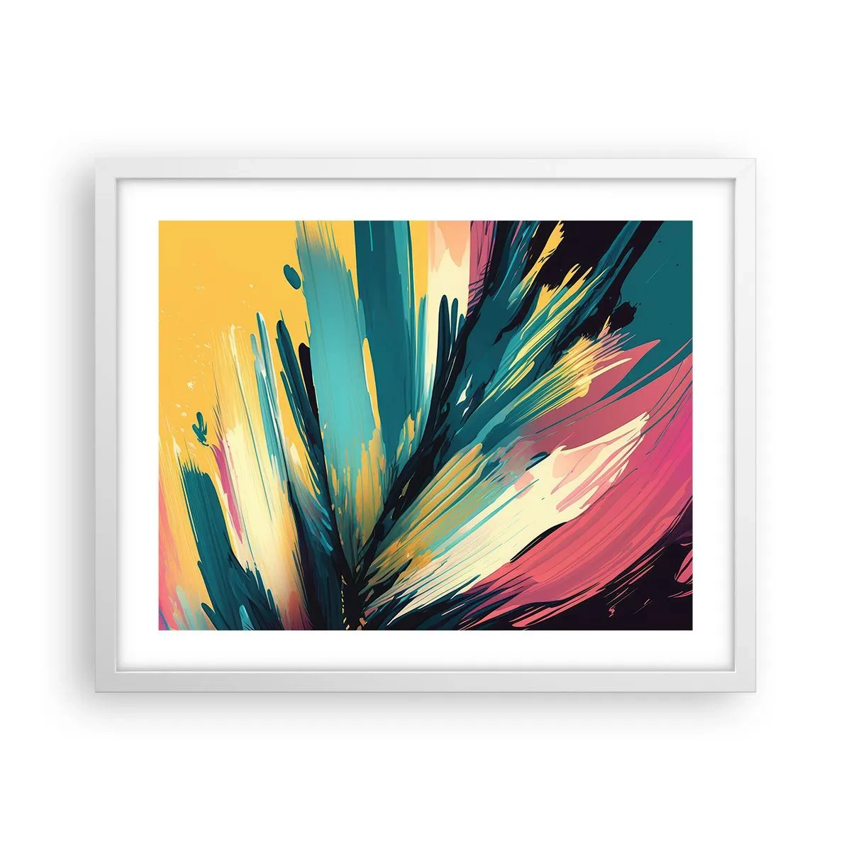 Affisch i vit ram - Komposition - en explosion av glädje - 50x40 cm