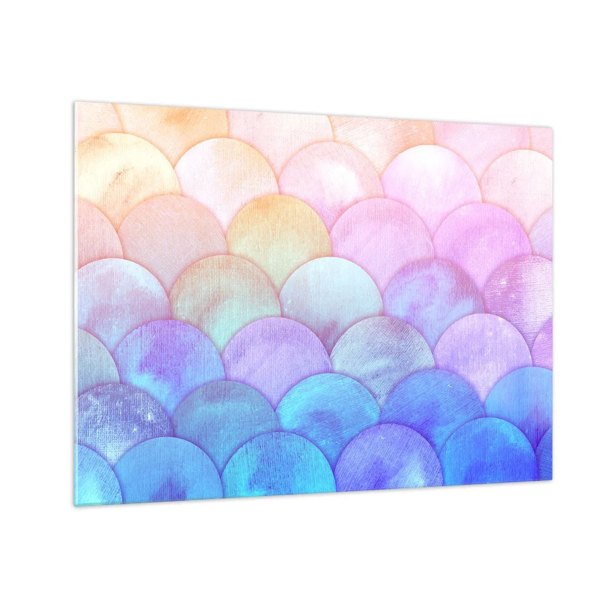 Glastavla - Bild på glas - Pärlfjäll i pastellnyanser av rosa, blått och lila - 70x50cm - Pärlskal - Modern väggdekoration för vardagsrum och sovrum ARTTOR