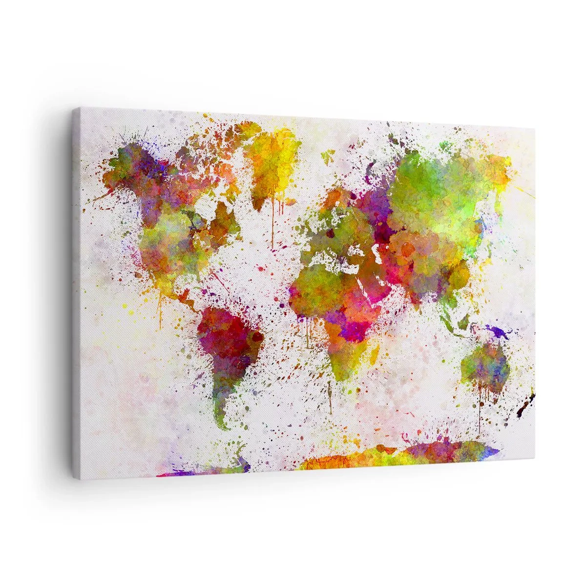 Canvastavla - Bild på duk - En färgglad världskarta i abstrakt stil - 70x50cm - Det blev bara så - Modern väggdekoration för vardagsrum och sovrum ARTTOR