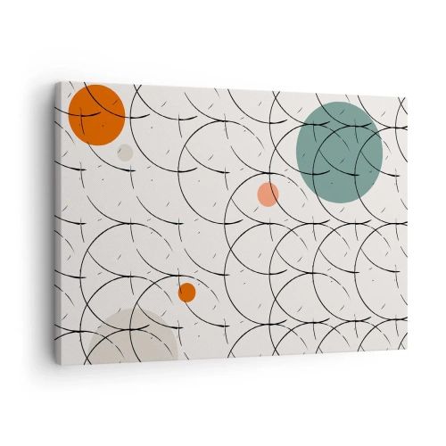 Canvastavla - Bild på duk - Geometriskt mönster med färgglada cirklar på en ljus bakgrund - 70x50cm - I popkonstens anda - Modern väggdekoration för vardagsrum och sovrum ARTTOR