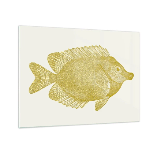 Glastavla - Bild på glas - Vintage guldfisk på en ljus bakgrund - 70x50cm - Fisk och det är allt - Modern väggdekoration för vardagsrum och sovrum ARTTOR