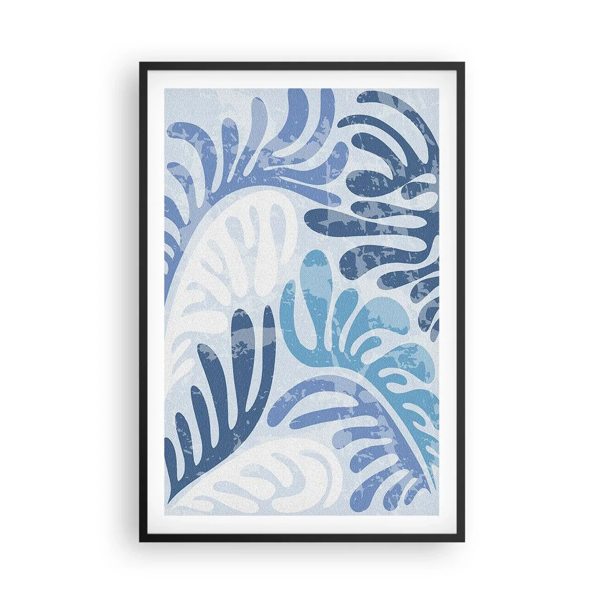 Affisch i svart ram - Blåa ormbunkar - 61x91 cm
