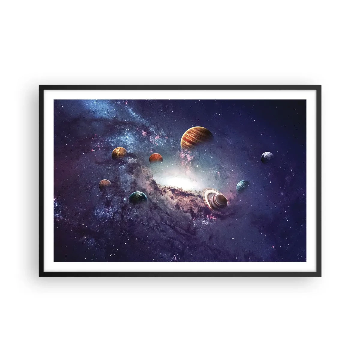 Affisch i svart ram - Sol- och danssystem - 91x61 cm