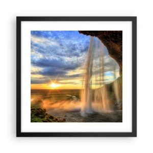 Affisch i svart ram - Världen bakom ridå av droppar - 40x40 cm