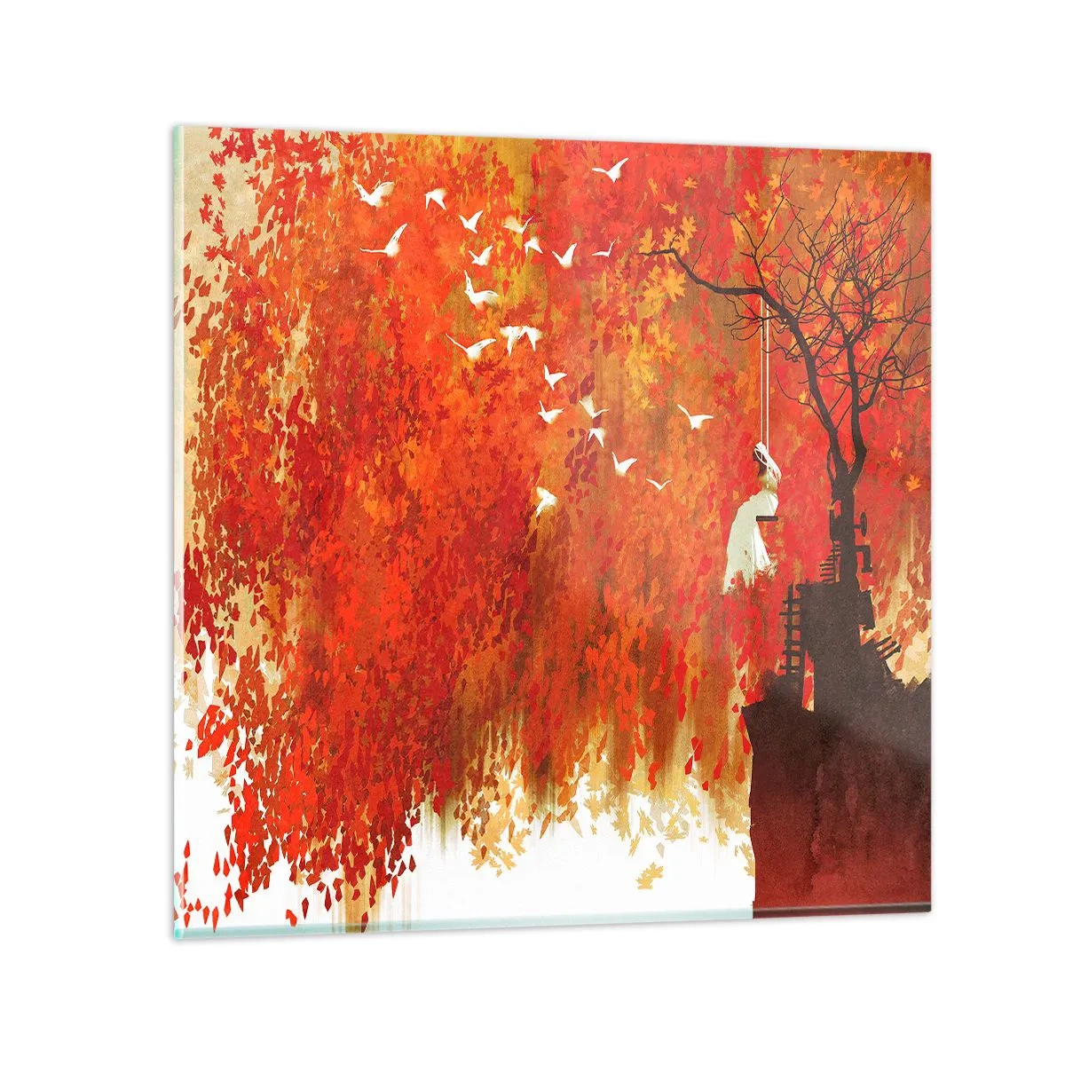 Glastavla - Bild på glas - Flyger hon med oss? - 70x70 cm