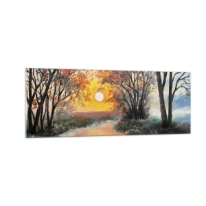 Glastavla - Bild på glas - Höststämning - 140x50 cm