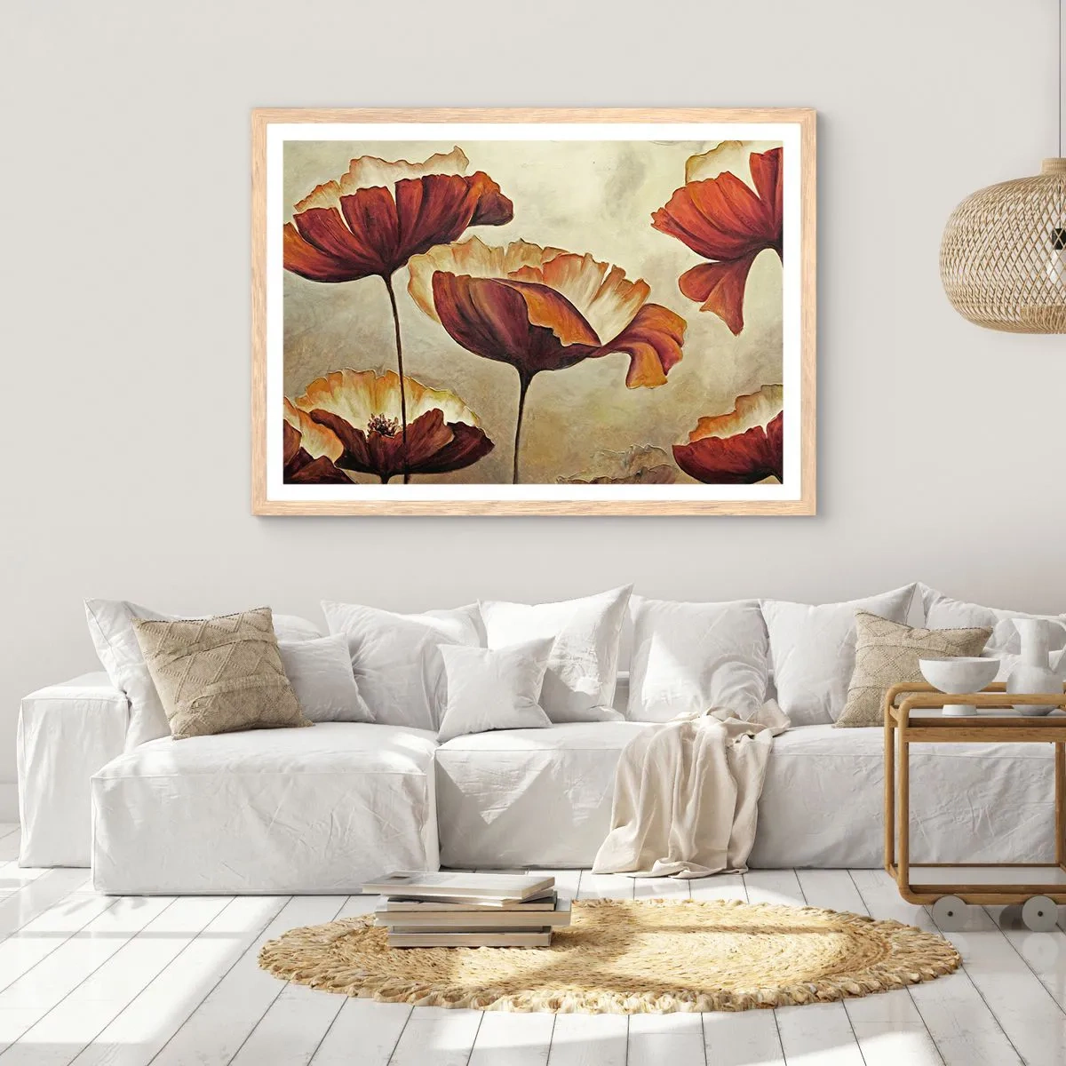Affisch i ram av ljusek - Ängsblommor - 100x70 cm