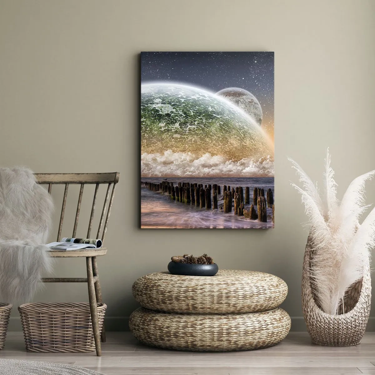 Canvastavla - Bild på duk - Och världen uppstod ur vatten - 50x70 cm