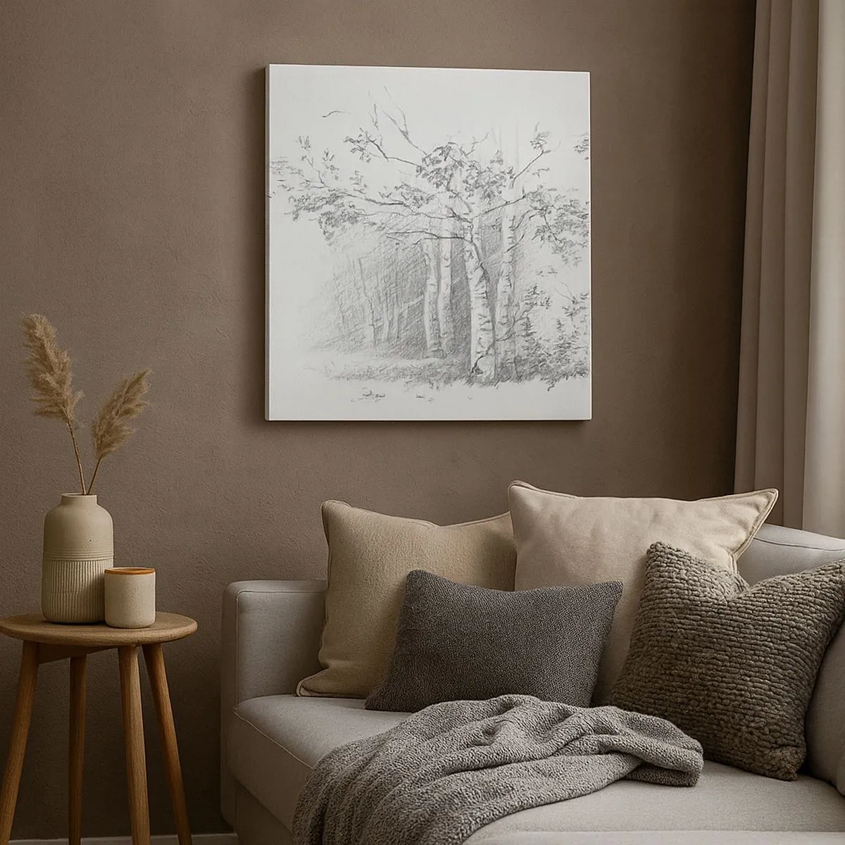 Canvastavla - Bild på duk - Björkskogens ljus - 30x30 cm