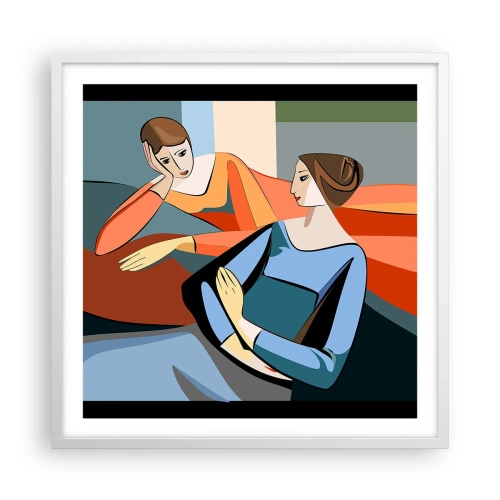 Affisch i vit ram - Ett ögonblick av förtrolighet - 60x60 cm