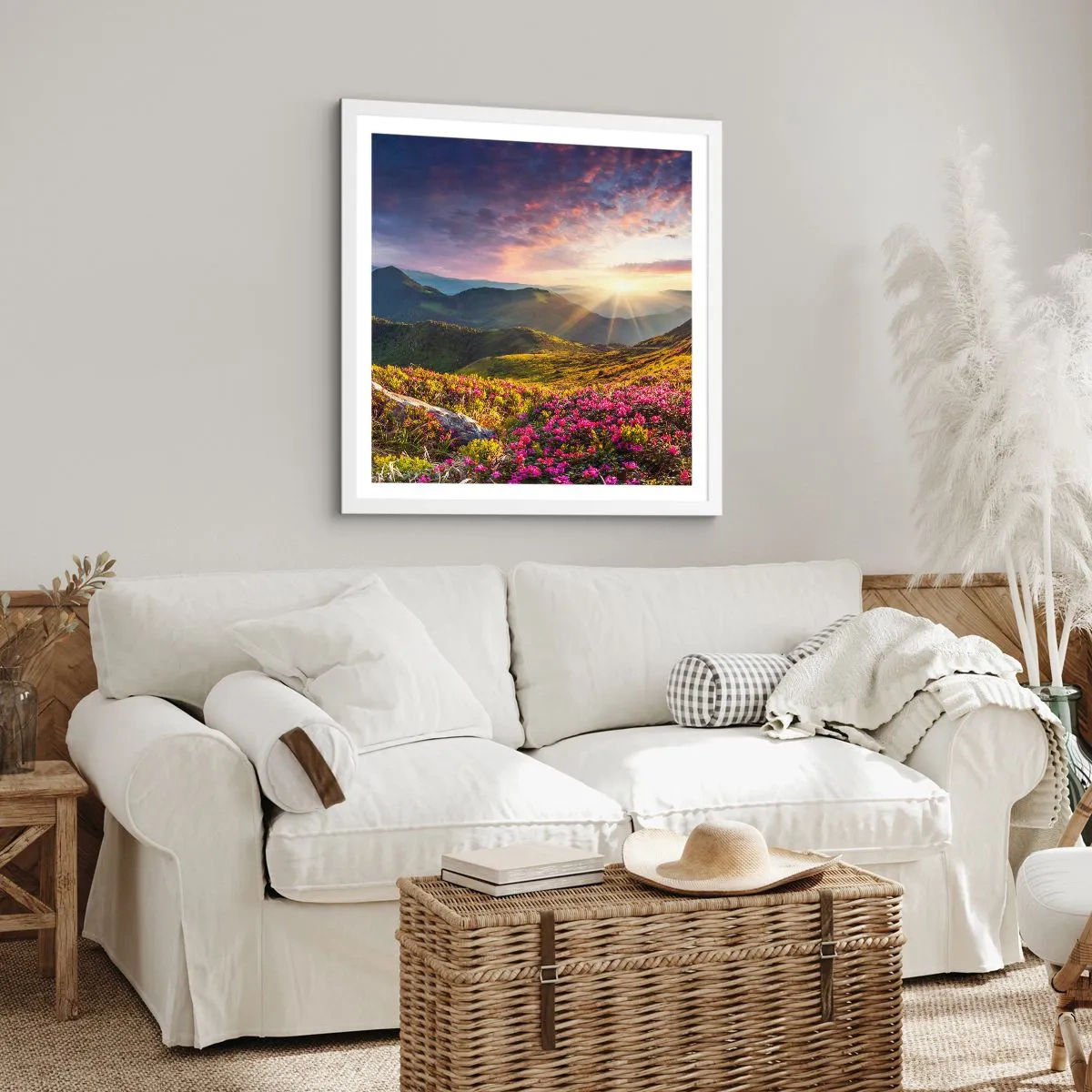 Affisch i vit ram - Fjällmorgonens fräschhet - 50x50 cm