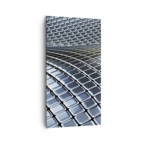 Canvastavla - Bild på duk - Metallisk silver våg - 55x100 cm