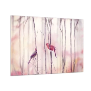 Glastavla - Bild på glas - Rosa skogens saga - 100x70 cm