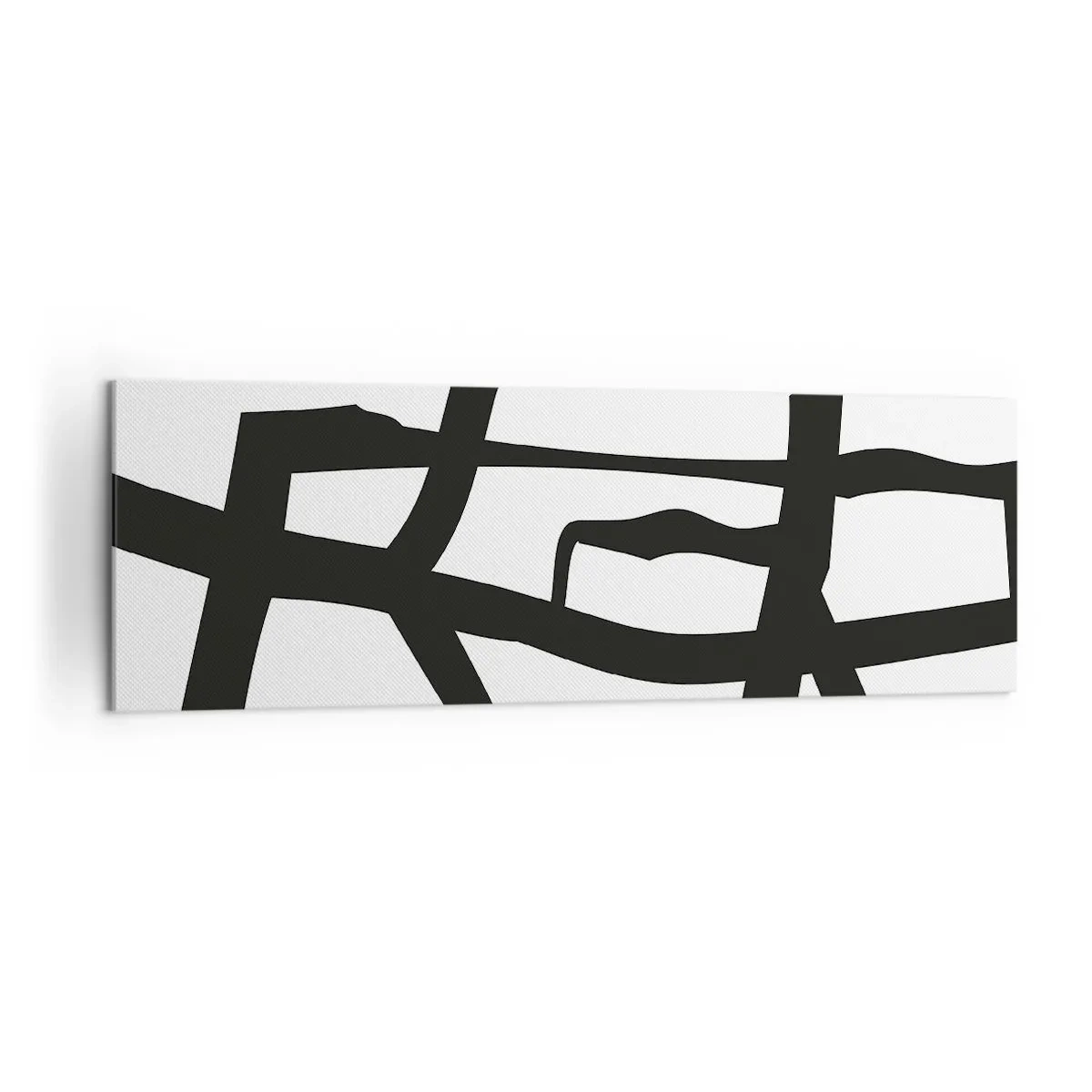 Canvastavla - Bild på duk - Svartvit konstruktion - 160x50 cm
