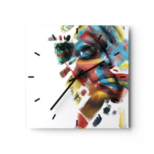 Väggklocka - Klocka på glas - Färgrik personlighet - 30x30 cm