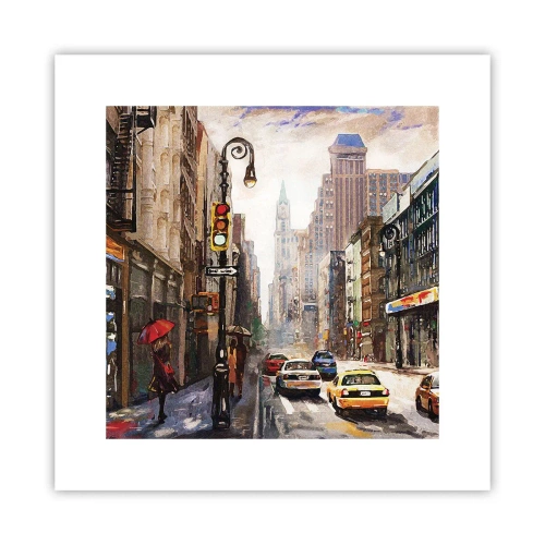 Affisch - New York - färgglad också i regnet - 30x30 cm