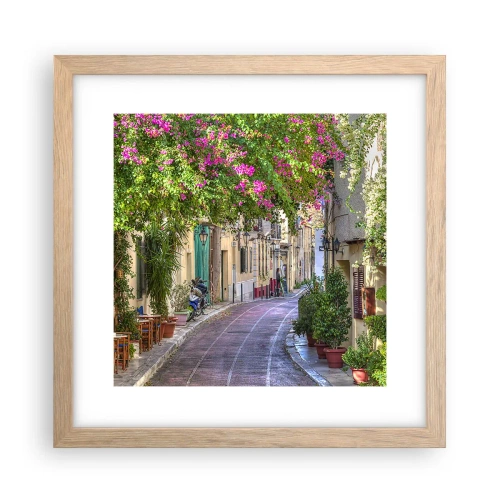 Affisch i ram av ljusek - Blommande gata - 30x30 cm