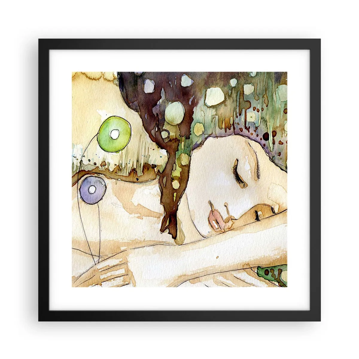 Affisch i svart ram - Smaragd-viol dröm - 40x40 cm