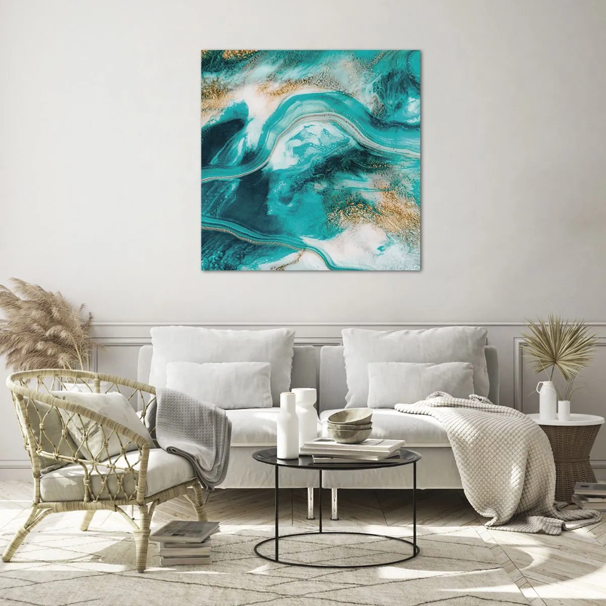 Glastavla - Bild på glas - Guldflod - 40x40 cm