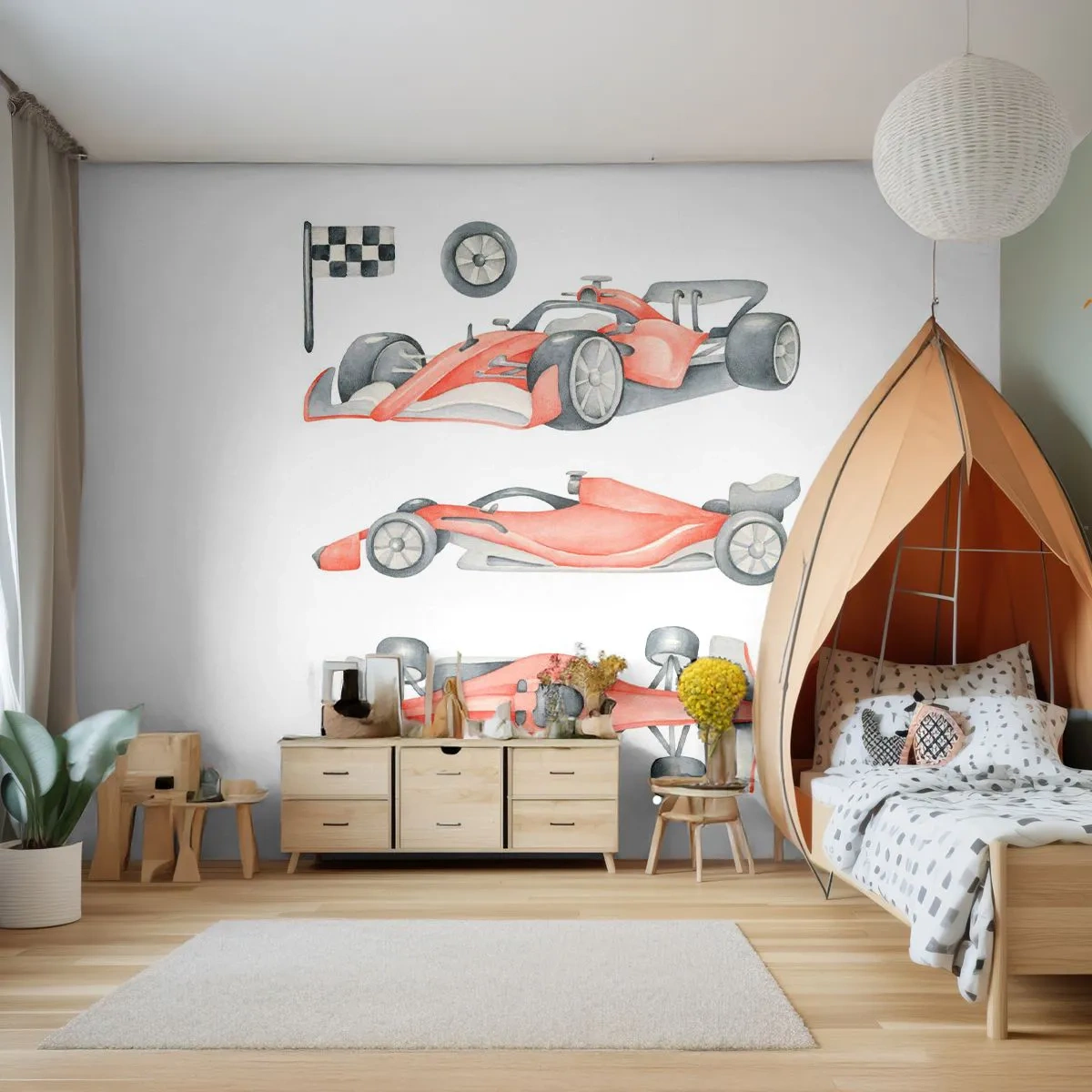 Fototapet Premium Canvas - Att komma ikapp en dröm - Racerbilar, Bilar, Barns - 250x175 cm