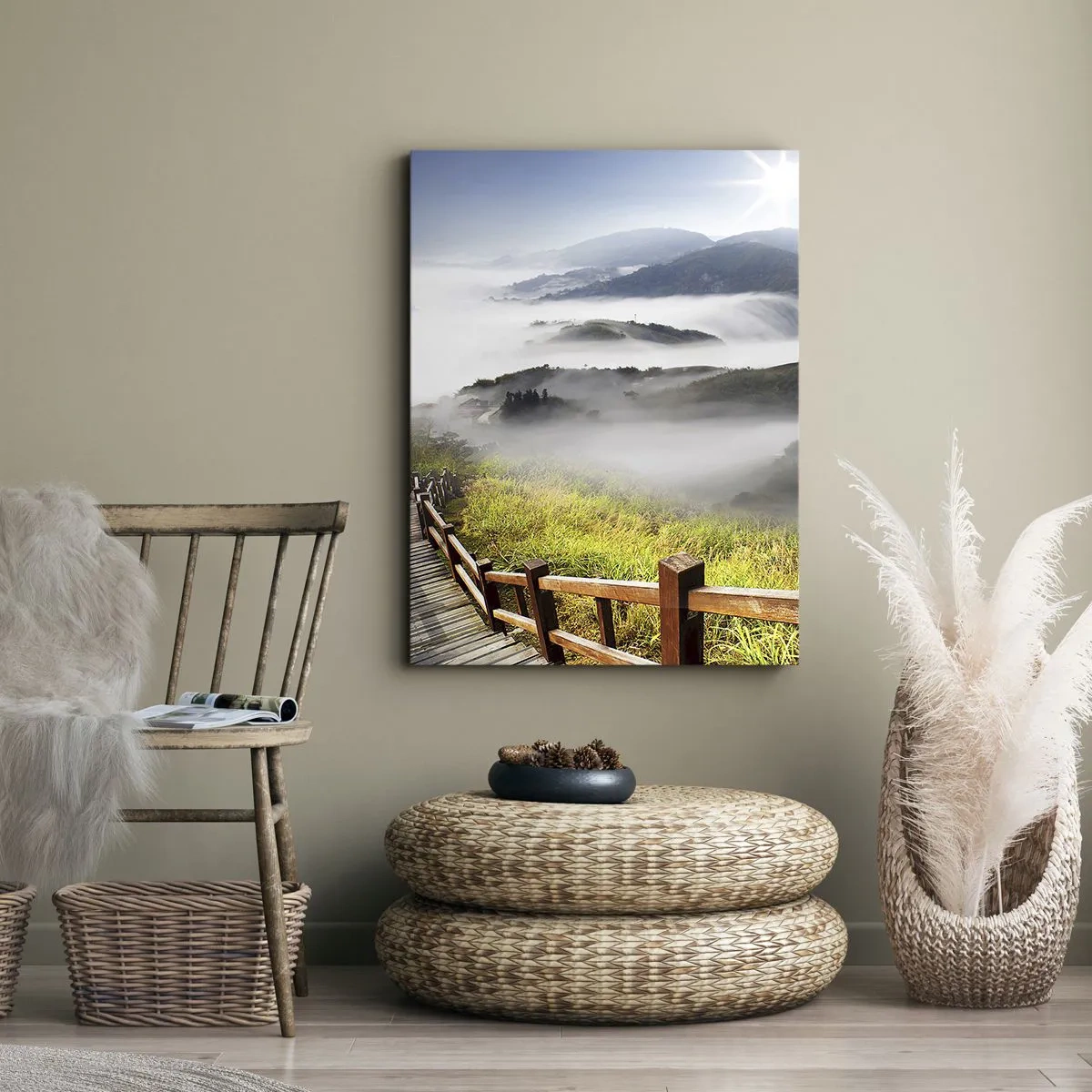 Canvastavla - Bild på duk - Vävt av sken och dimma - 80x120 cm