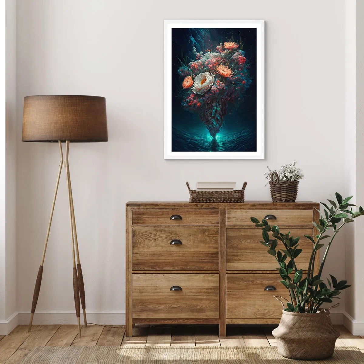 Affisch i vit ram - Märklig trädgård - 61x91 cm