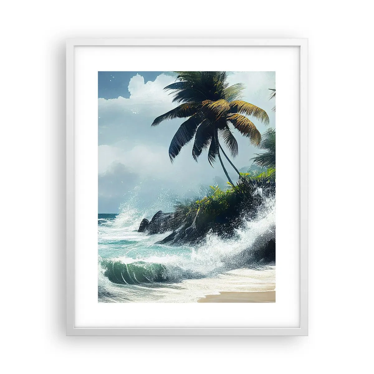 Affisch i vit ram - På en tropisk strand - 40x50 cm