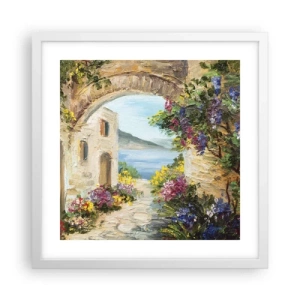 Affisch i vit ram - Kustprovinsens charm - 40x40 cm