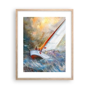 Affisch i ram av ljusek - Springande på vågorna - 40x50 cm