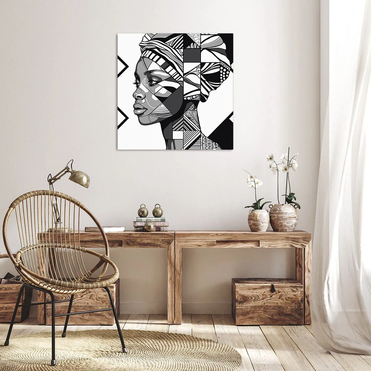 Canvastavla - Bild på duk - Etniskt porträtt - 50x50 cm