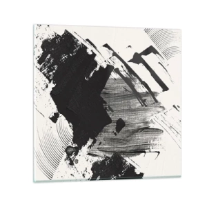 Glastavla - Bild på glas - Abstraktion - uttrycket av svart - 40x40 cm