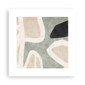 Affisch - Komposition med svart motiv - 30x30 cm