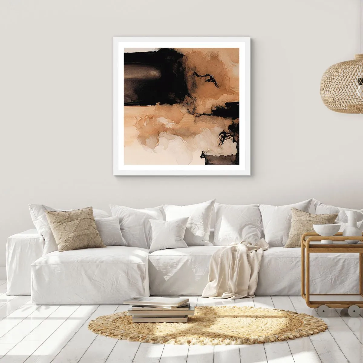 Affisch i vit ram - Intrigerande abstraktion - 60x60 cm