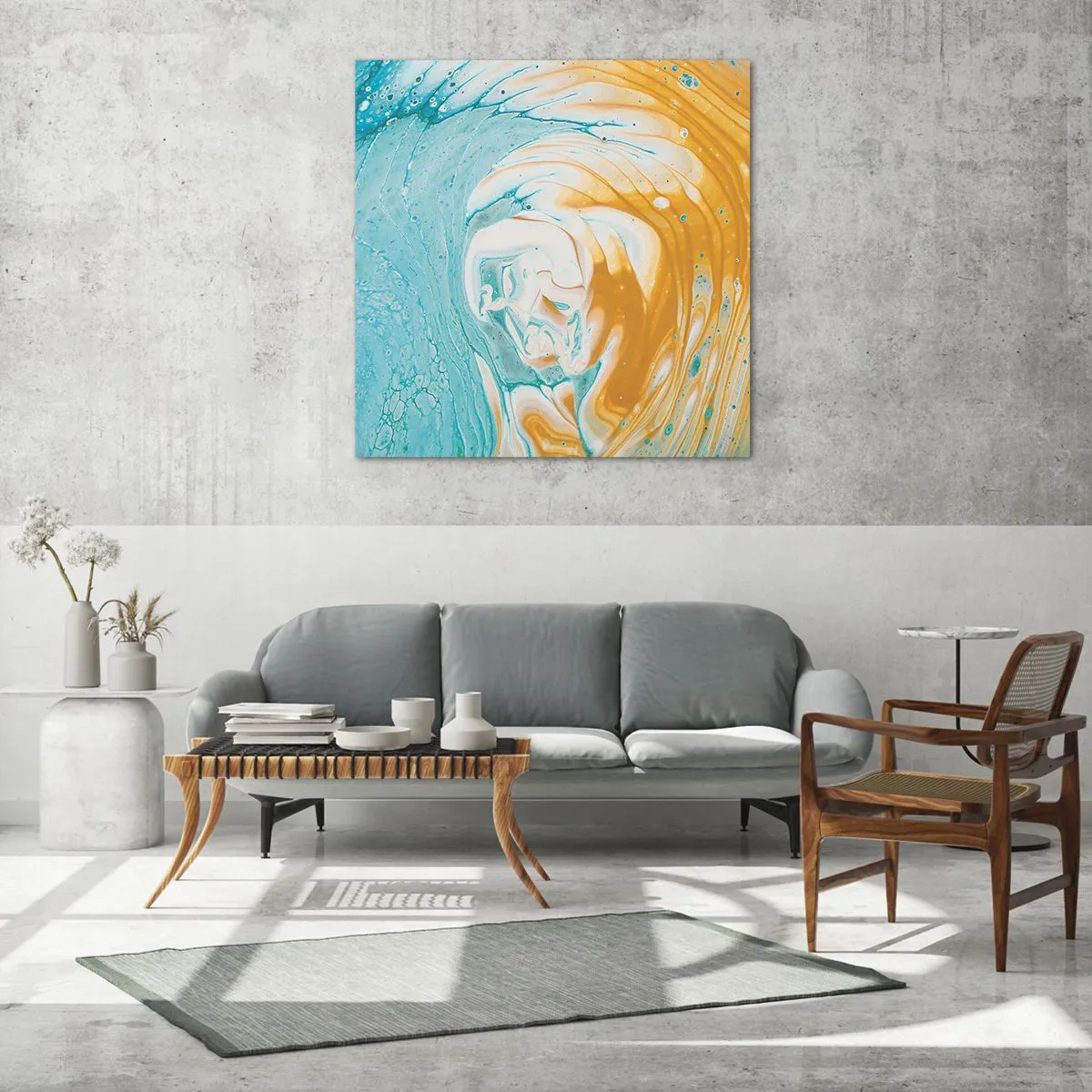 Glastavla - Bild på glas - Pastellfärgad virvel - 60x60 cm