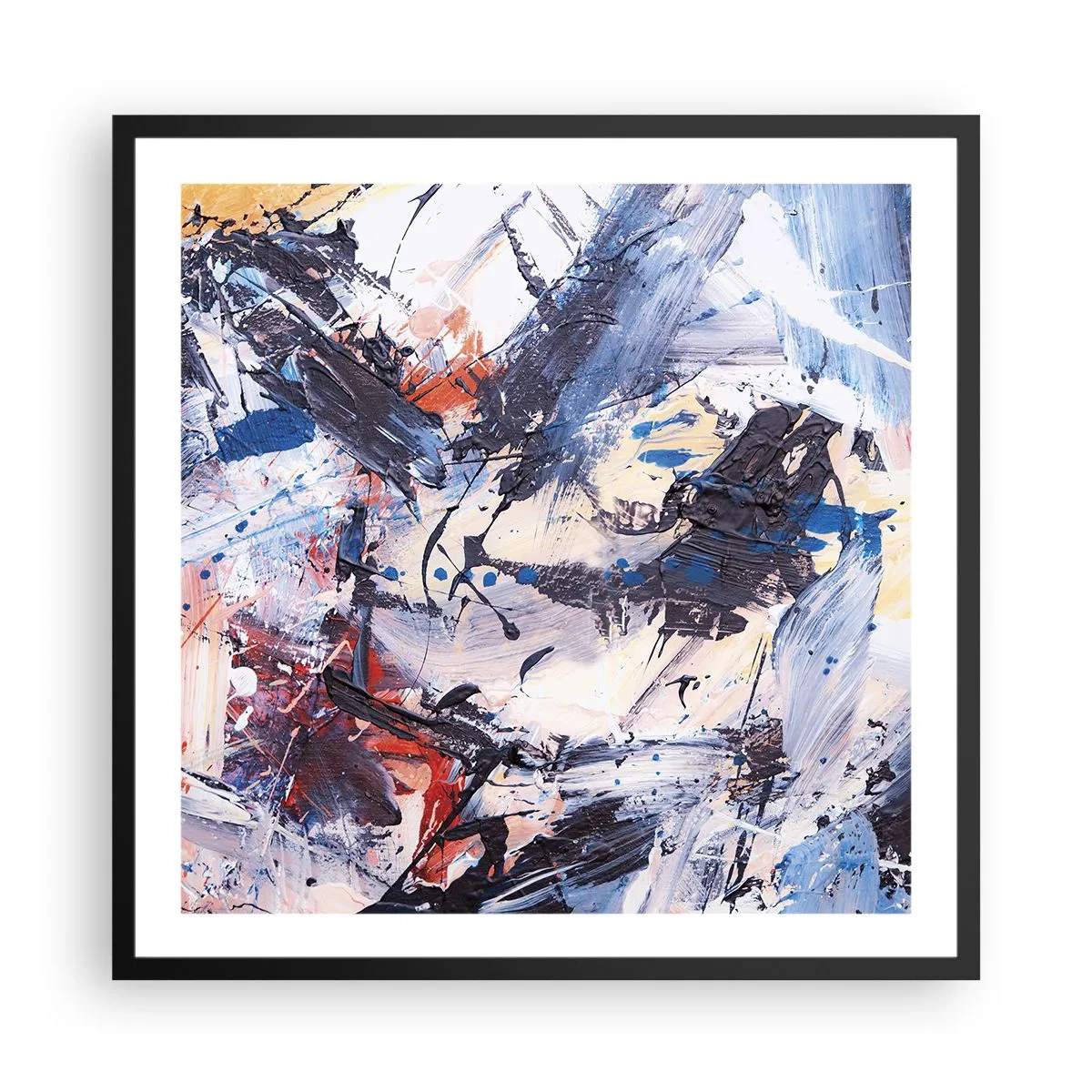 Affisch i svart ram - Abstraktionen galna dans - 60x60 cm