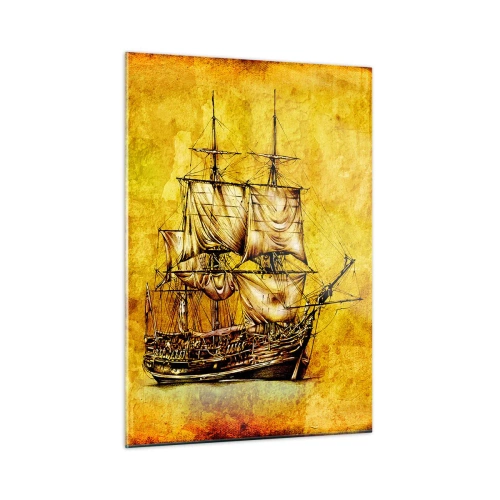 Glastavla - Bild på glas - Mot Tortuga! - 50x70 cm