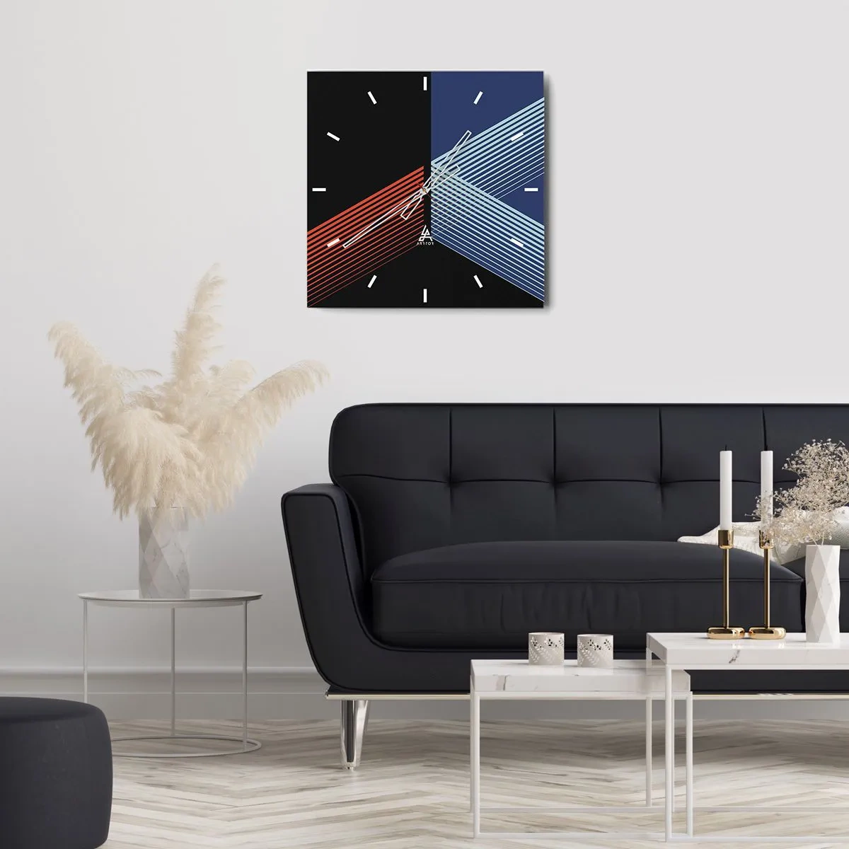 Väggklocka - Klocka på glas - Enkel historia - 30x30 cm