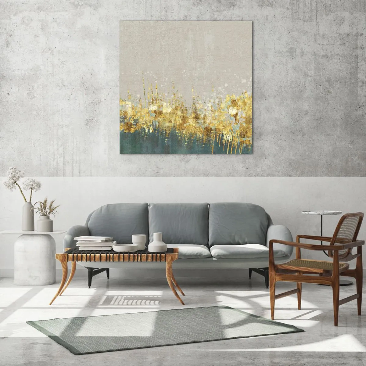 Glastavla - Bild på glas - Den gyllene gränsen - 50x50 cm