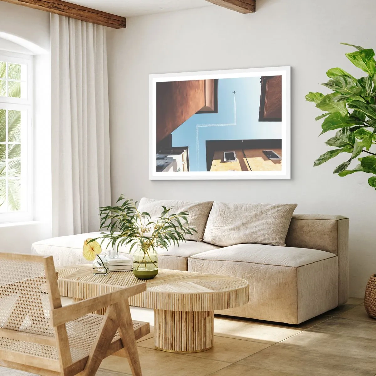 Affisch i vit ram - Ovanför stadens labyrint - 70x50 cm