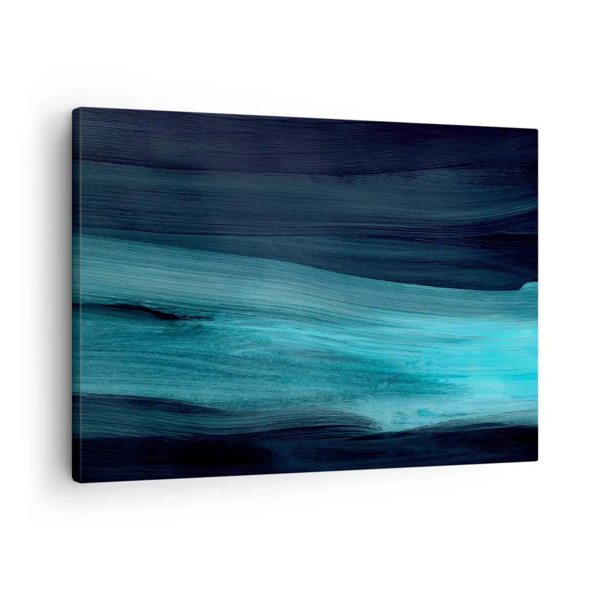Canvastavla - Bild på duk - Subtila abstrakta vågor i mörka nyanser av blått - 70x50cm - Flyt med strömmen - Modern väggdekoration för vardagsrum och sovrum ARTTOR