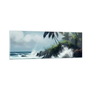 Glastavla - Bild på glas - På en tropisk strand - 90x30 cm