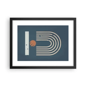 Affisch i svart ram - Geometri mot mörkblå bakgrund - 40x30 cm