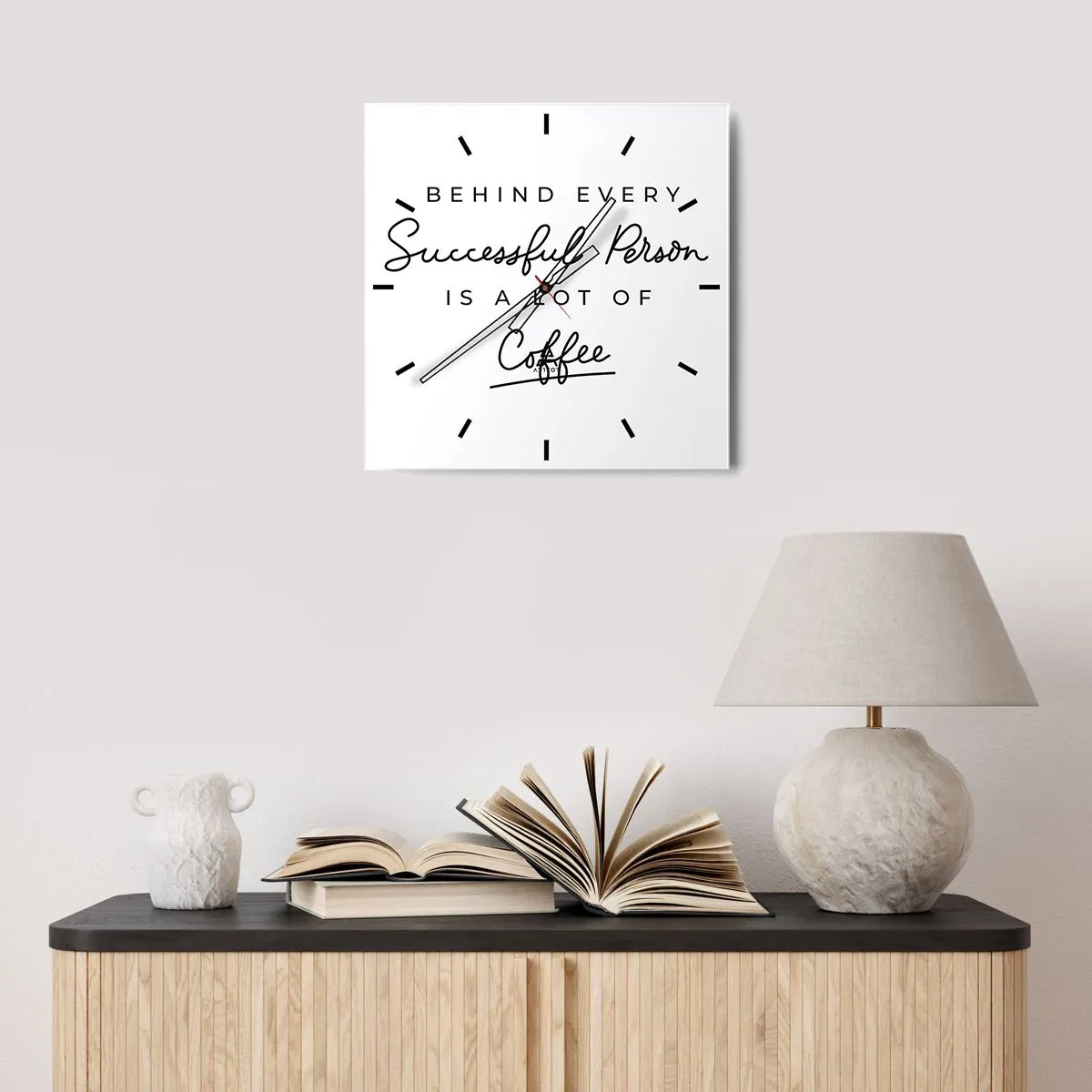 Väggklocka - Klocka på glas - Framgångens hemlighet - 30x30 cm