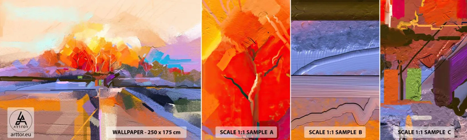 Provbit av självhäftande fototapet Deluxe Sticker - Så blev det höst - Landskap, Bit, Natur - 100x30 cm