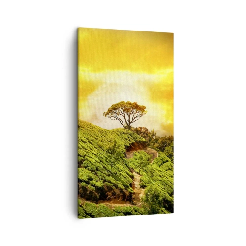 Canvastavla - Bild på duk - Genom slingrande stig, grön backe - 45x80 cm