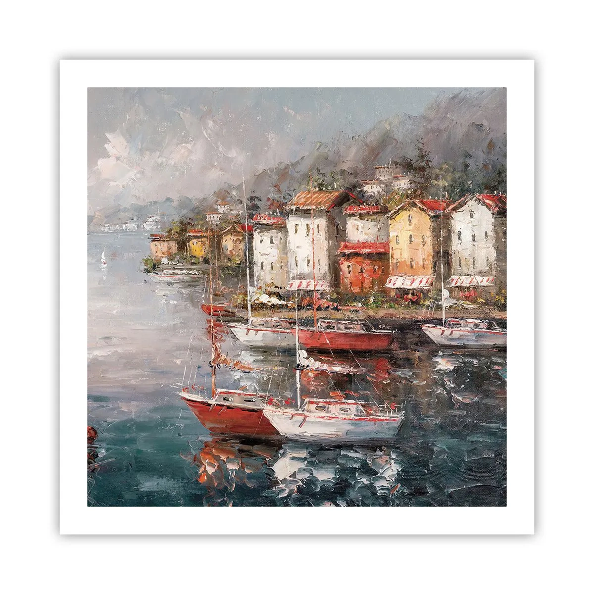 Affisch - Romantisk hamn - 60x60 cm